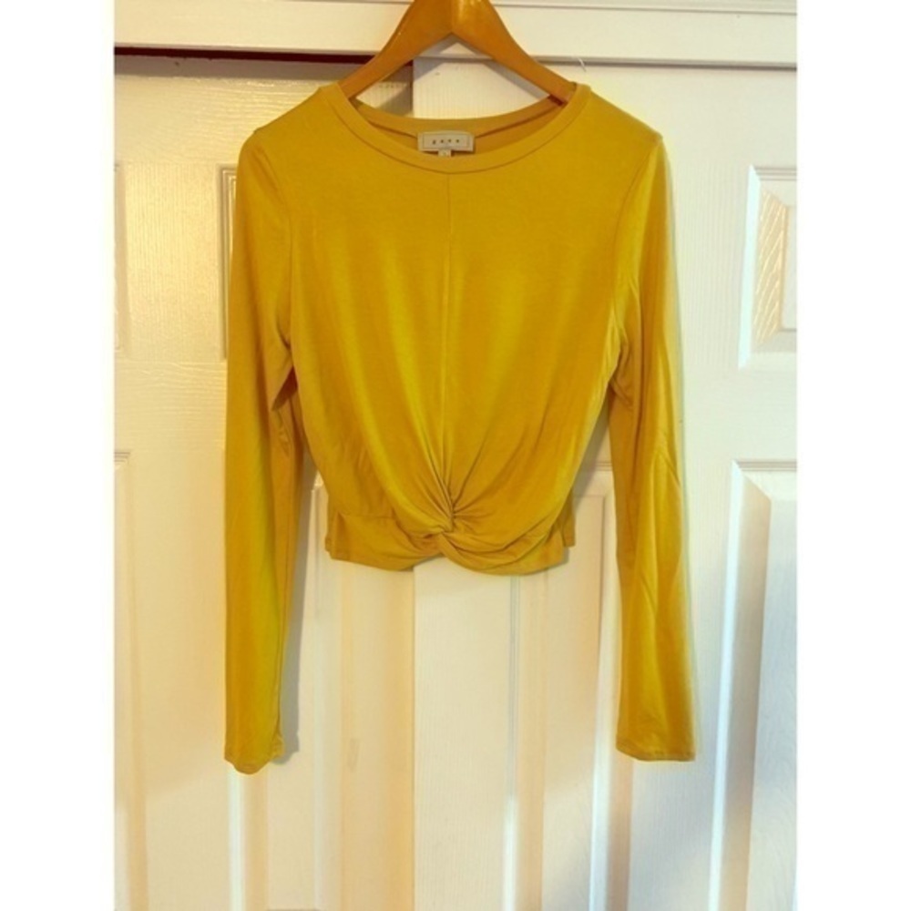 Mustard Yellow Tie Front Long‎ Sleeved Top Large